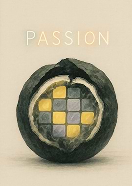 Abstract Passion Fruit with Grid