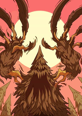 Stylized Forest with Antler-like Trees