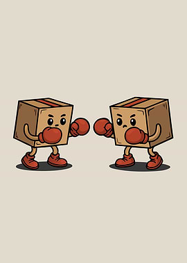 Cartoon Boxes Boxing Match