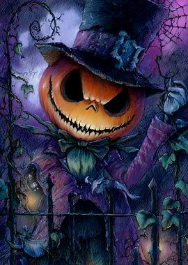 Halloween Pumpkin Scarecrow with Top Hat