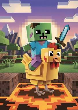 Minecraft Zombie Riding Chicken