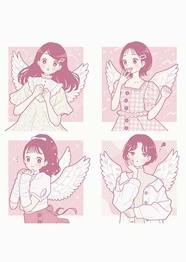 Anime Girls with Angel Wings Collage
