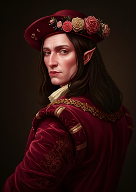 Elf Portrait in Red Velvet Attire