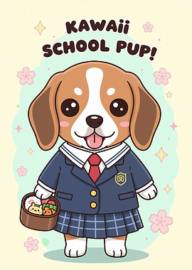 Kawaii School Pup Illustration