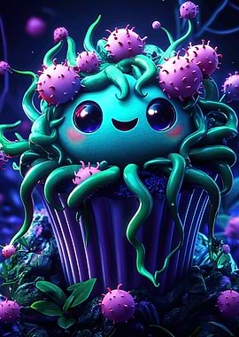 Cute Monster Cupcake with Tentacles