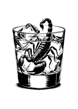 Scorpion in a glass with ice