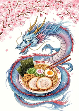Dragon Ramen Watercolor