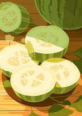 Sliced White Watermelon Still Life