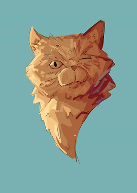 Winking Orange Cat Digital Art