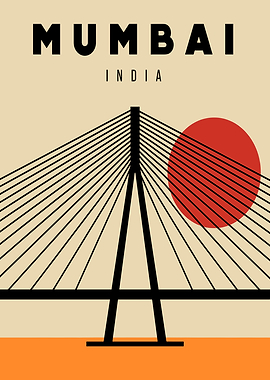 Mumbai India Bridge Minimalist Art