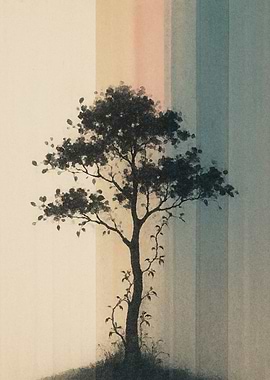 Silhouette Tree with Pastel Background