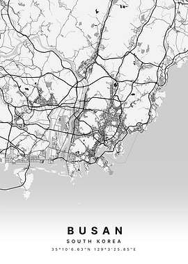 Busan, South Korea Map Art