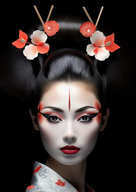 Geisha Portrait with Traditional Makeup