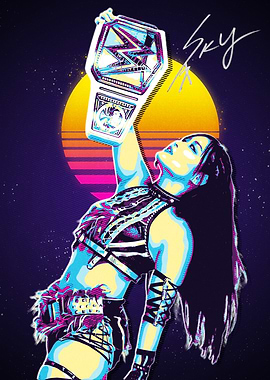 Iyo Sky WWE Champion Retro Art