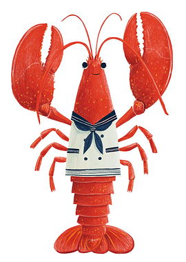 Cartoon Lobster in Sailor Outfit