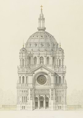 Architectural Drawing of a Grand Cathedral