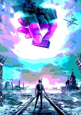 Post-Apocalyptic World with Giant Hand