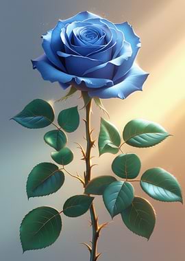 Elegant Blue Rose Blossom