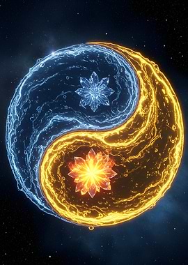 Yin Yang Symbol with Crystals