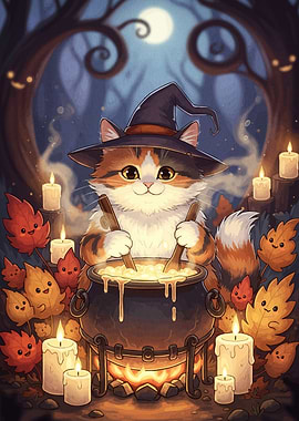 Halloween Cat Witch Brewing