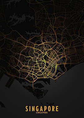 Golden Singapore City Map