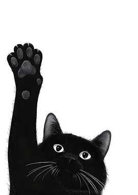 Black Cat Reaching Upward