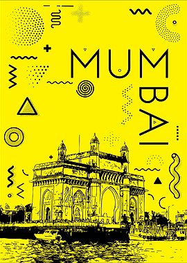 Mumbai Cityscape Yellow Black Art