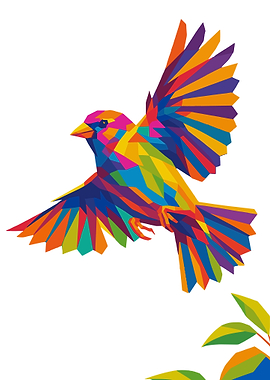 Colorful Geometric Bird in Flight