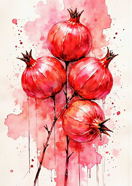 Pomegranate Watercolor Painting