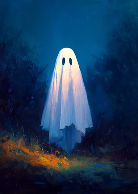 Ethereal Ghost in the Dark Woods