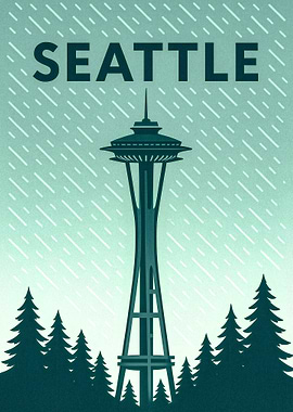 Seattle Space Needle Travel Poster