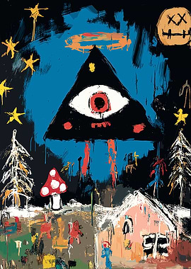 Abstract Landscape with Eye and Moon