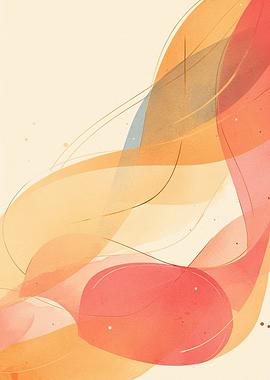 Abstract Watercolor Waves in Warm Tones