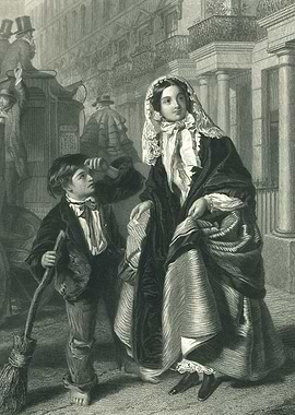 Victorian Era Street Scene Engraving