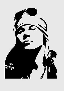 Axl Rose Black and White Portrait