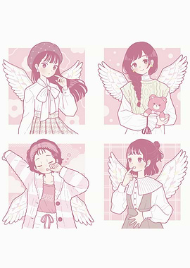 Four Angelic Girls in Pink Tones