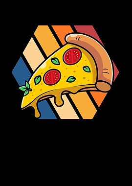 Cartoon Pizza Slice Retro Background