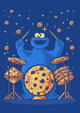 Cookie Sound Drummer Cartoon Illustration