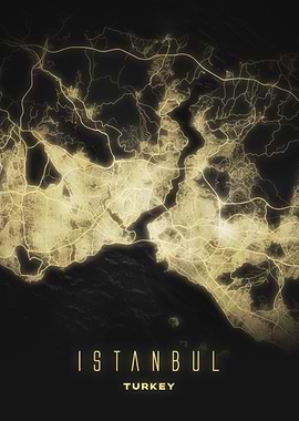 Minimalist Map of Istanbul - Modern Turkey City Wall Art