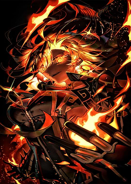 Fiery Anime Character Illustration