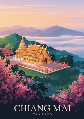 Chiang Mai Thailand Travel Poster