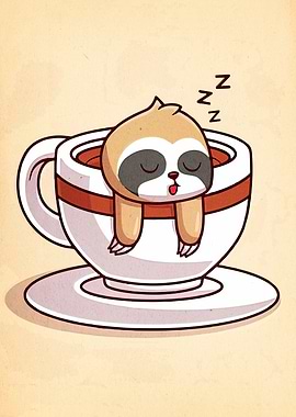 Sleeping Sloth in a Coffee Cup