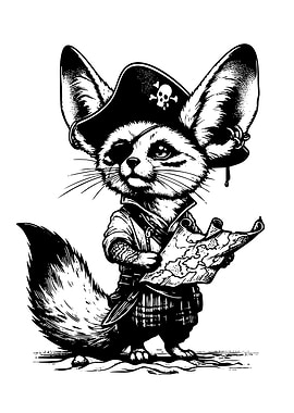 Fennec Fox Pirate with Treasure Map