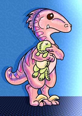 Cute Cartoon Dinosaur with Stuffed Toy