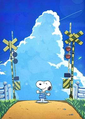 Snoopy at the Railroad Crossing