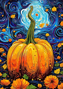 Pumpkin in a Starry Night Style