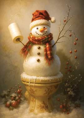 Snowman on The Toilet Christmas