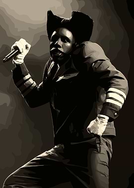 Sepia-toned Singer with Microphone