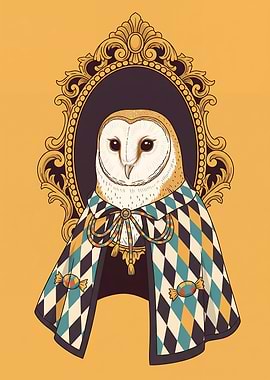 Barn Owl Portrait in Harlequin Cape