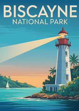 Biscayne National Park Lighthouse Illustration